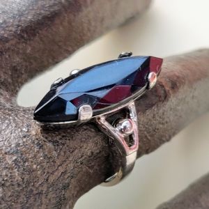 Sterling Alaskan Black Diamond Marquis cut ring 6